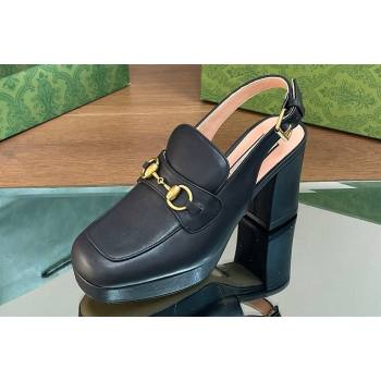 Gucci Heel 8.5cm Platform 2.5cm Horsebit mules 771566 leather Black 2024 (modeng-24032621)