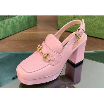 Gucci Heel 8.5cm Platform 2.5cm Horsebit mules 771566 leather Pink 2024 (modeng-24032625)