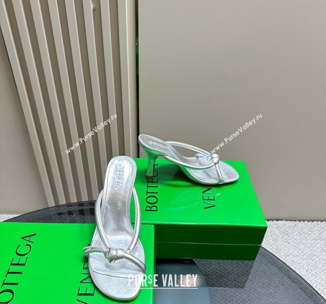 Bottega Veneta Heel 8.5cm Tubular leather Blink Mules Silver 2024 (modeng-24032660)