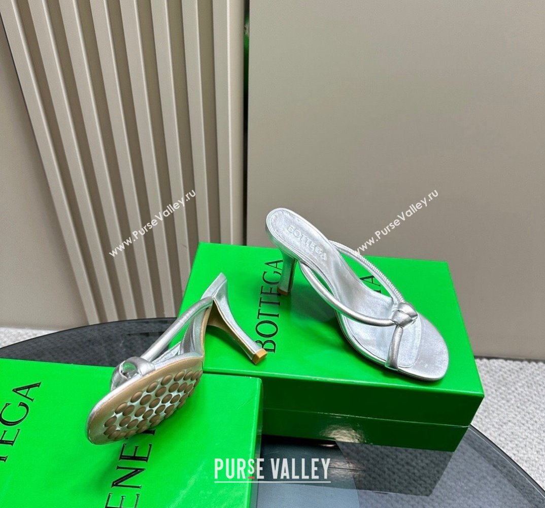 Bottega Veneta Heel 8.5cm Tubular leather Blink Mules Silver 2024 (modeng-24032660)