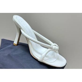 Bottega Veneta Heel 8.5cm Tubular leather Blink Mules White 2024 (modeng-24032658)