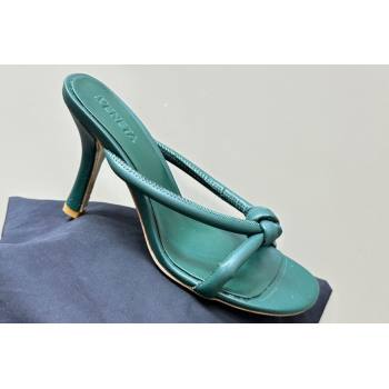 Bottega Veneta Heel 8.5cm Tubular leather Blink Mules Dark Green 2024 (modeng-24032663)