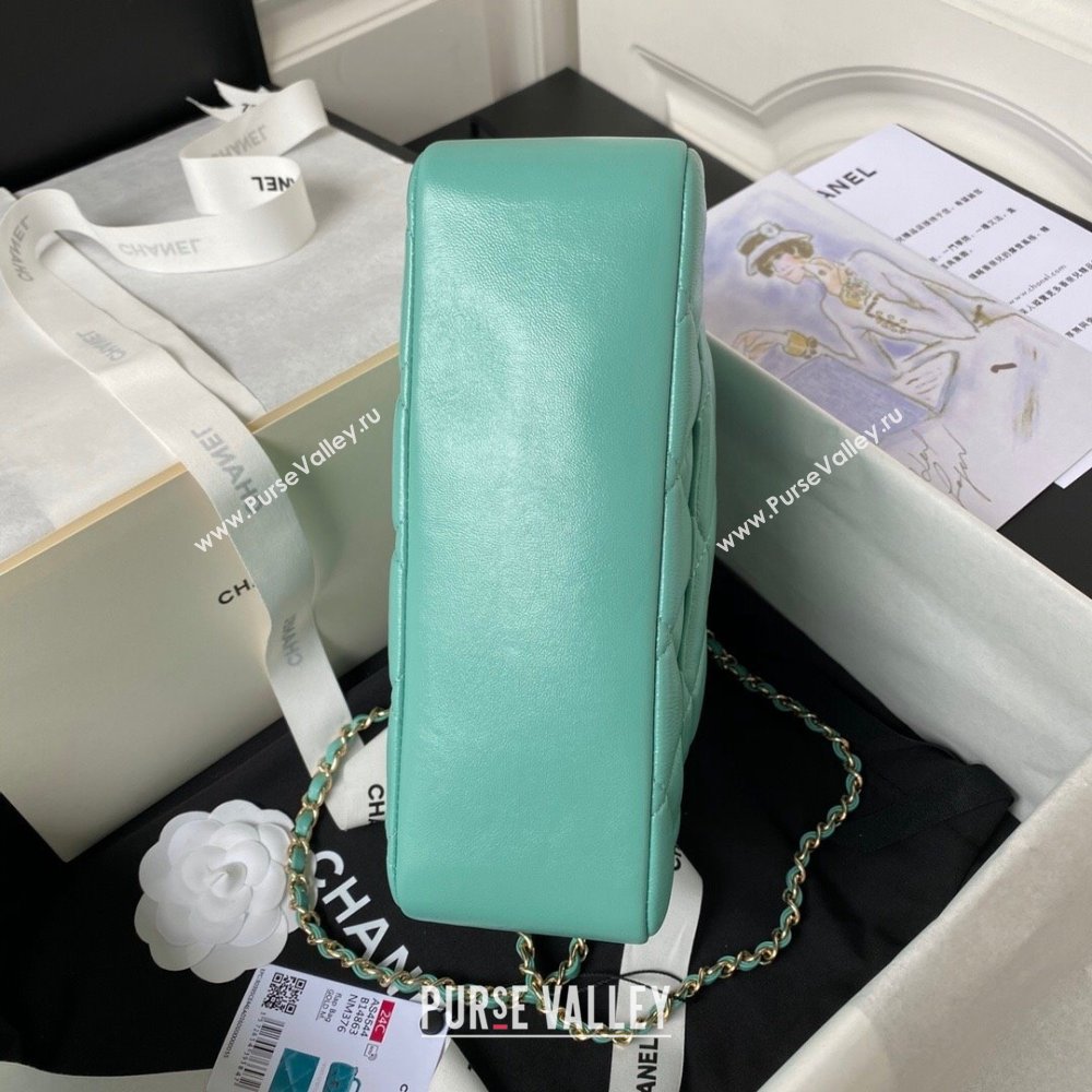 Chanel Calfskin Gold-Tone Metal Flap Bag With Top Handle AS4544 Green 2024 (jiyuan-24032725)