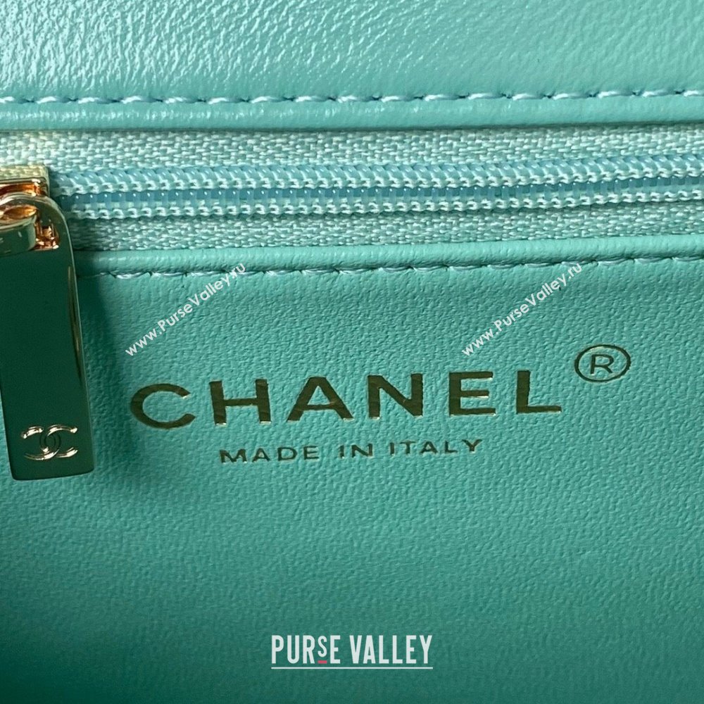 Chanel Calfskin Gold-Tone Metal Flap Bag With Top Handle AS4544 Green 2024 (jiyuan-24032725)