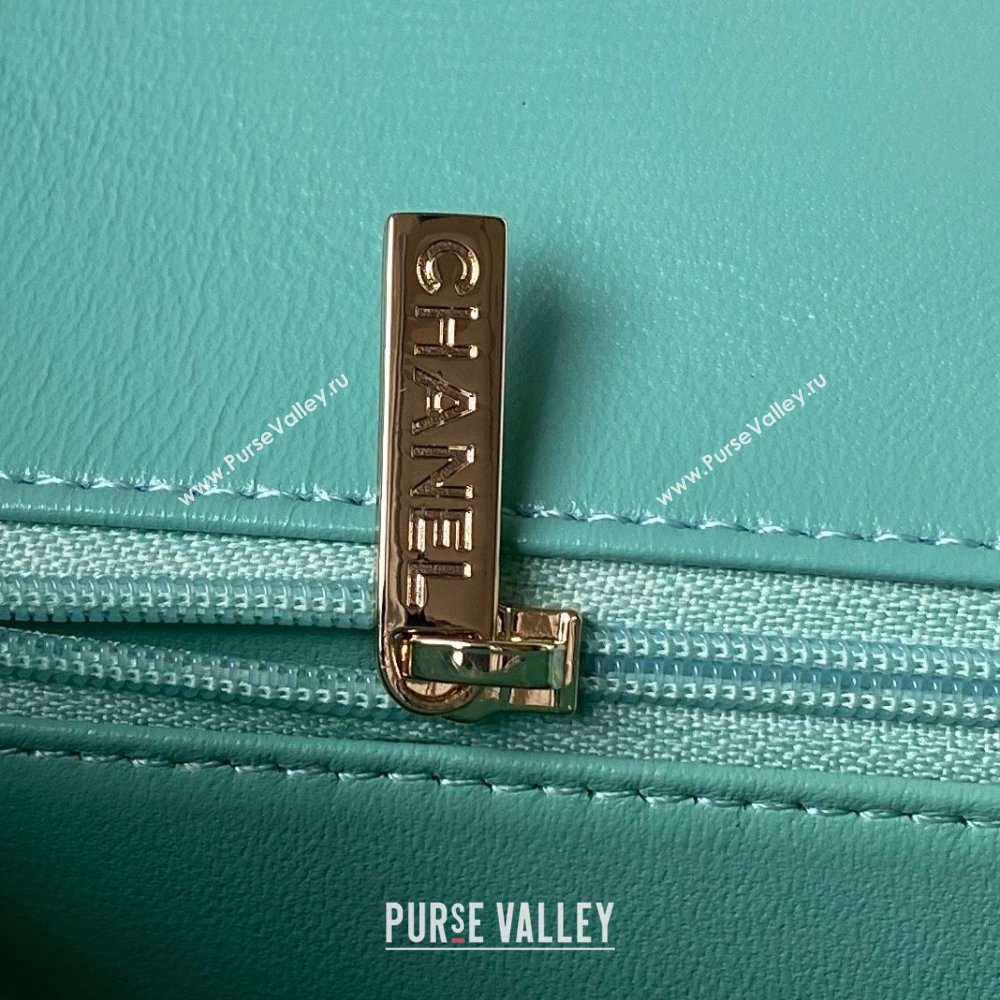 Chanel Calfskin Gold-Tone Metal Flap Bag With Top Handle AS4544 Green 2024 (jiyuan-24032725)