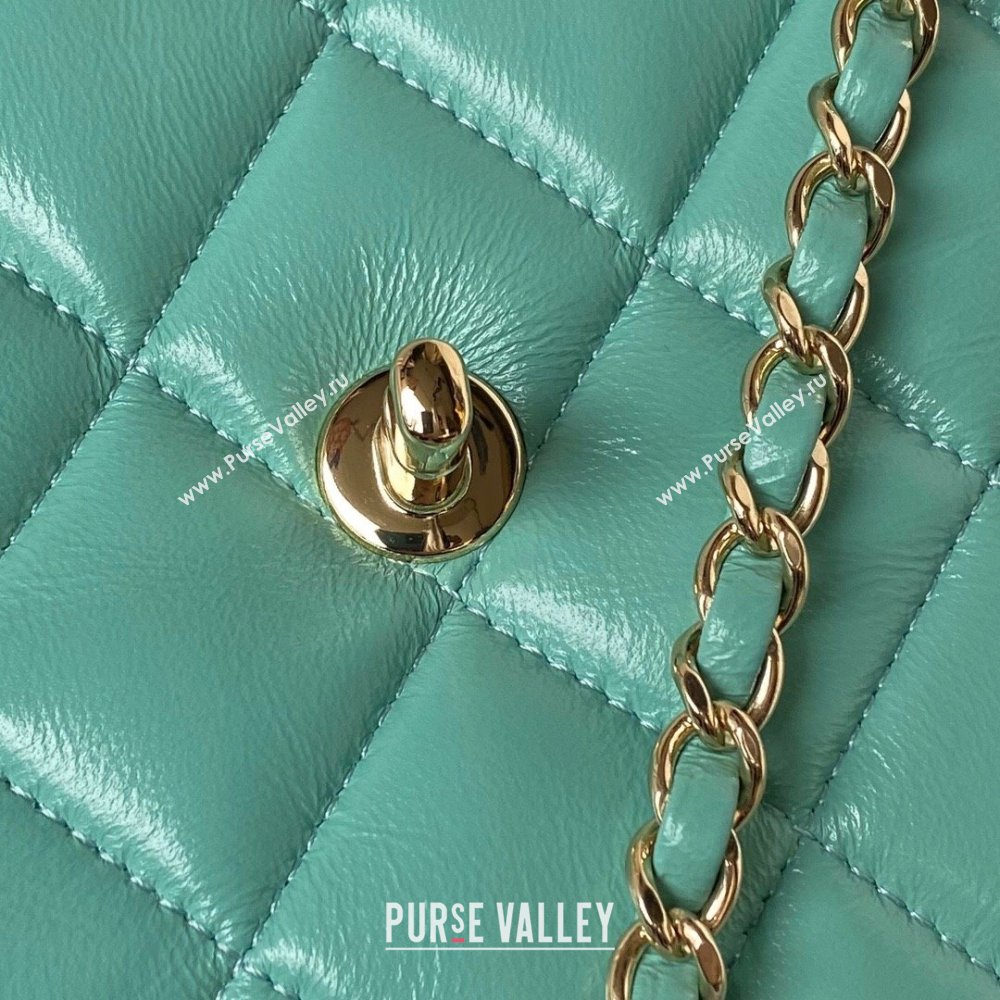 Chanel Calfskin Gold-Tone Metal Flap Bag With Top Handle AS4544 Green 2024 (jiyuan-24032725)