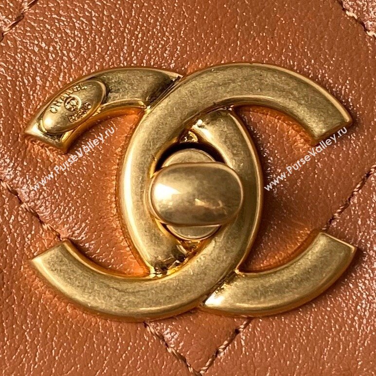 Chanel Shiny Calfskin Gold-Tone Metal Large Hobo Bag AS4668 Brown 2024 (jiyuan-24032729)