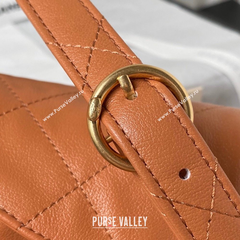 Chanel Shiny Calfskin Gold-Tone Metal Large Hobo Bag AS4668 Brown 2024 (jiyuan-24032729)