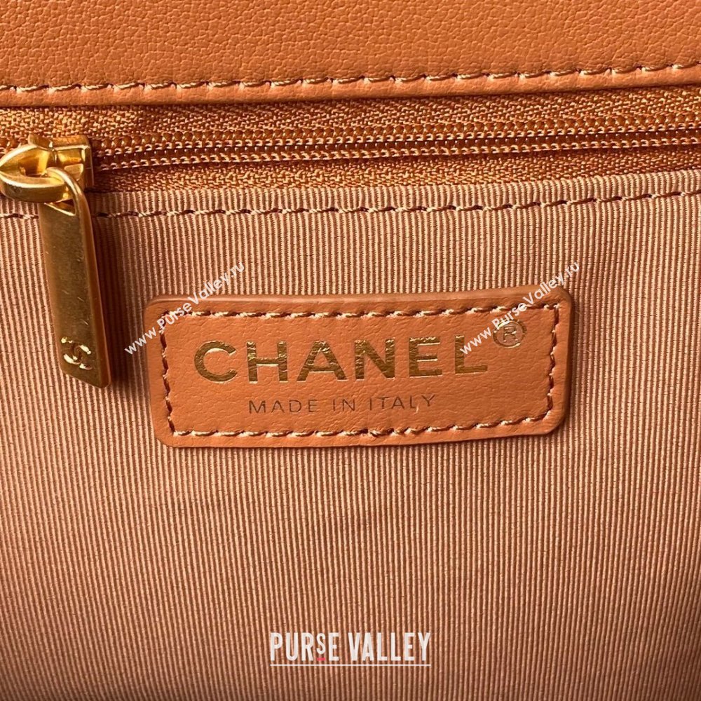 Chanel Shiny Calfskin Gold-Tone Metal Large Hobo Bag AS4668 Brown 2024 (jiyuan-24032729)