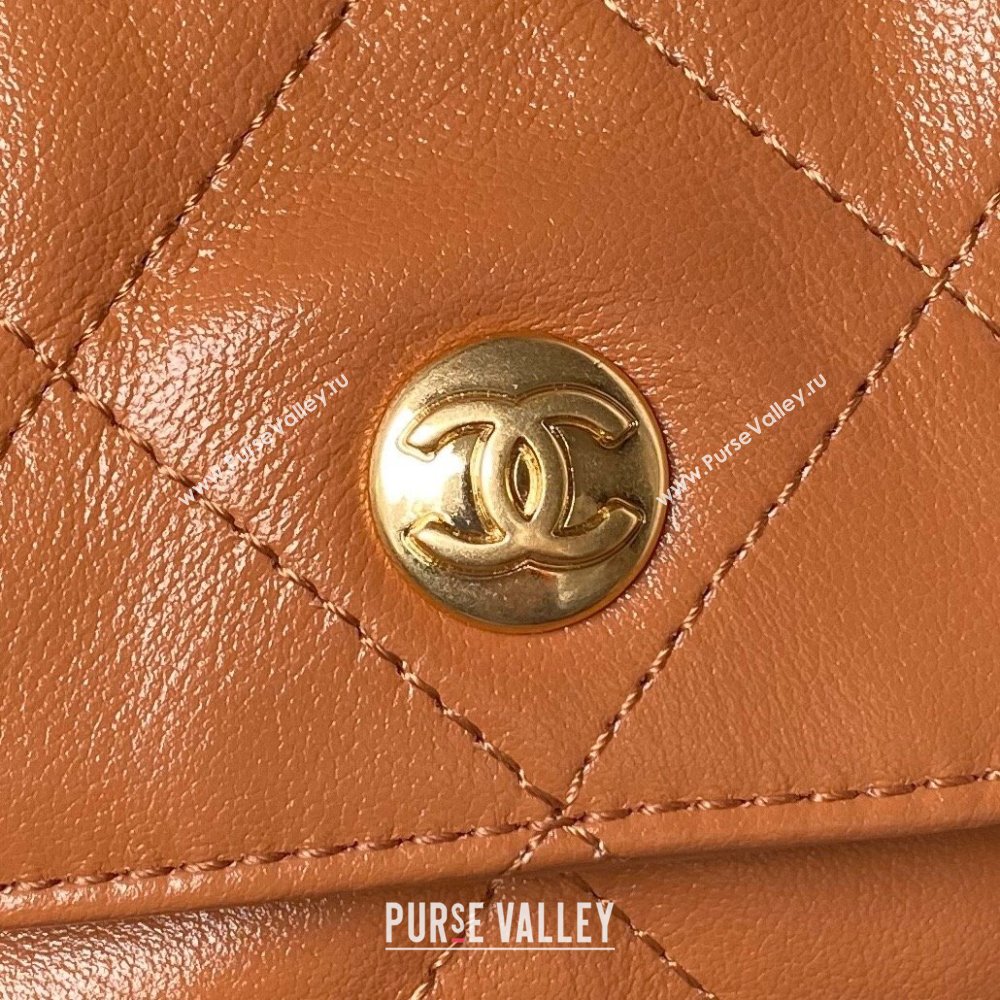 Chanel Shiny Calfskin Gold-Tone Metal Large Hobo Bag AS4668 Brown 2024 (jiyuan-24032729)