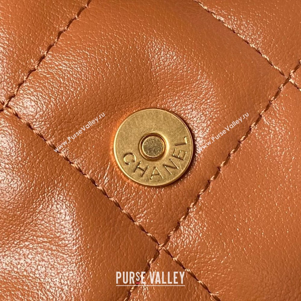 Chanel Shiny Calfskin Gold-Tone Metal Large Hobo Bag AS4668 Brown 2024 (jiyuan-24032729)