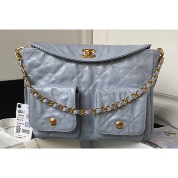 Chanel Shiny Calfskin Gold-Tone Metal Large Hobo Bag AS4668 Gray 2024 (jiyuan-24032730)