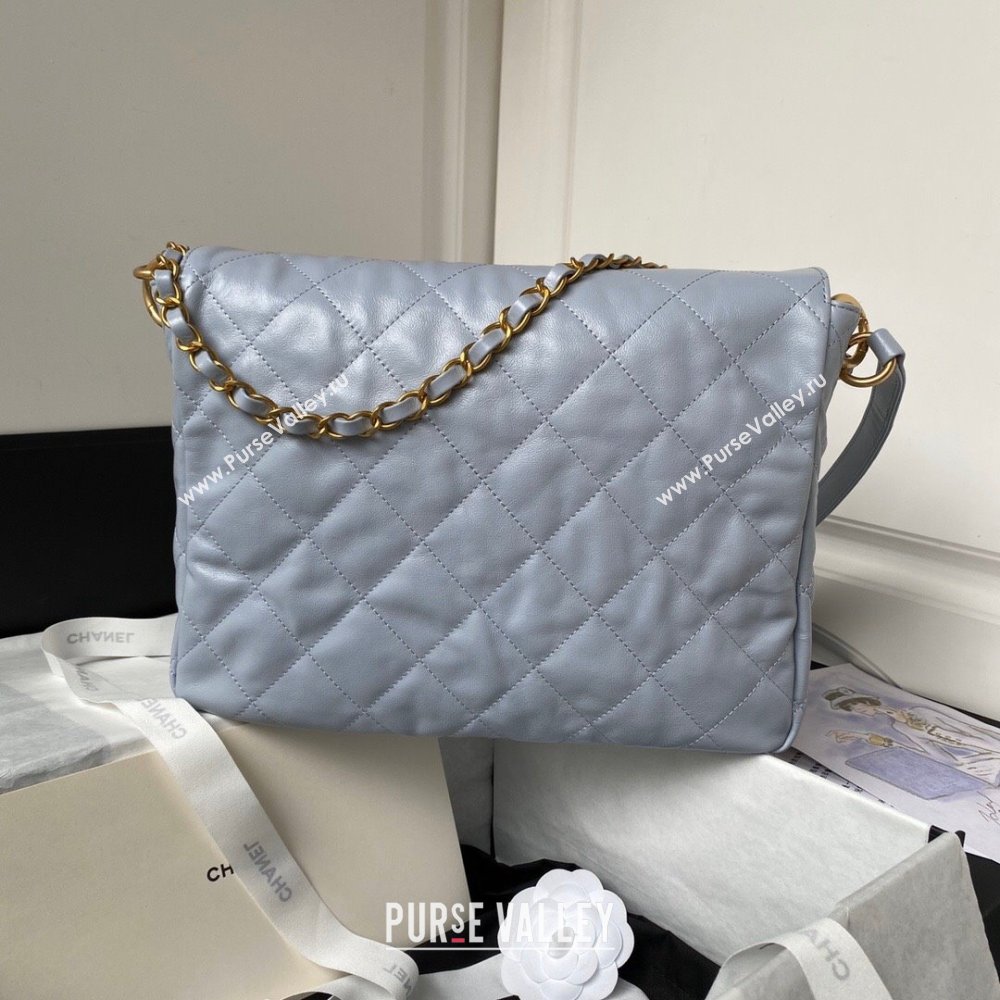 Chanel Shiny Calfskin Gold-Tone Metal Large Hobo Bag AS4668 Gray 2024 (jiyuan-24032730)
