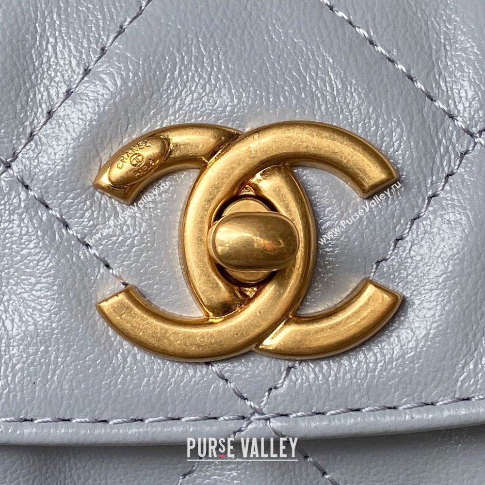 Chanel Shiny Calfskin Gold-Tone Metal Large Hobo Bag AS4668 Gray 2024 (jiyuan-24032730)