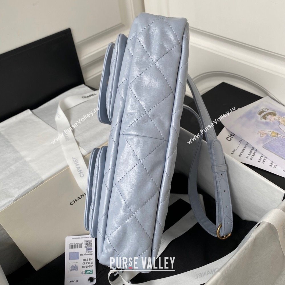 Chanel Shiny Calfskin Gold-Tone Metal Large Hobo Bag AS4668 Gray 2024 (jiyuan-24032730)