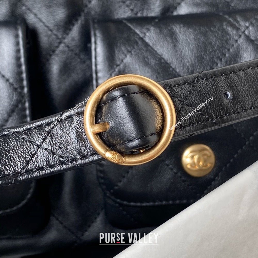 Chanel Shiny Calfskin Gold-Tone Metal Large Hobo Bag AS4668 Black 2024 (jiyuan-24032728)