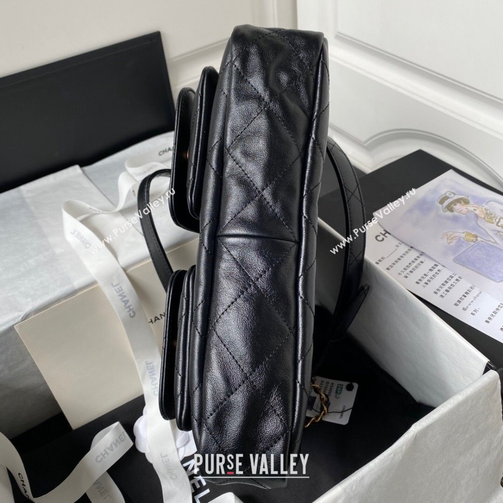 Chanel Shiny Calfskin Gold-Tone Metal Large Hobo Bag AS4668 Black 2024 (jiyuan-24032728)