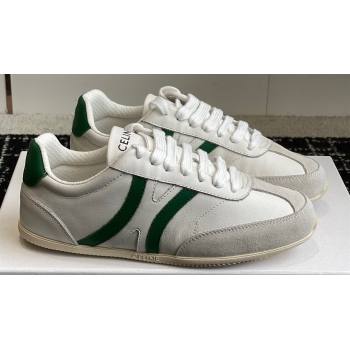 Celine Jogger Low Lace-Up Sneakers In Calfskin Suede Calfskin White/Green 2024 (danni-24032504)