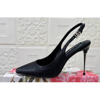 Dolce Gabbana Heel 10.5cm Satin slingbacks Black 2024 (modeng-24032822)