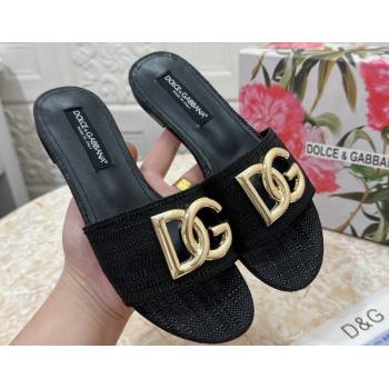 Dolce Gabbana Raffia sliders Black 2024 (modeng-24032832)