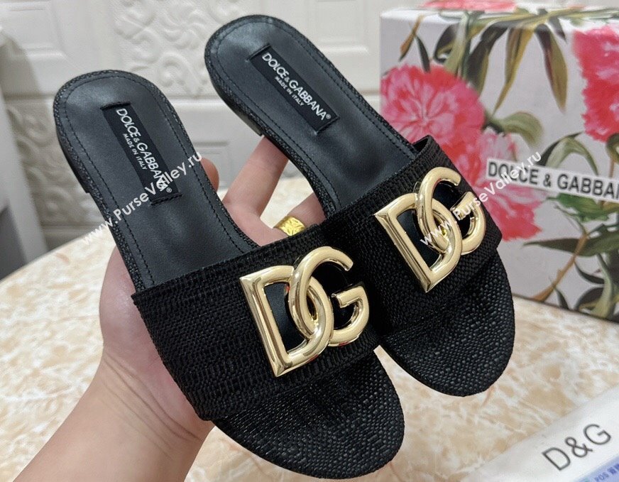 Dolce Gabbana Raffia sliders Black 2024 (modeng-24032832)