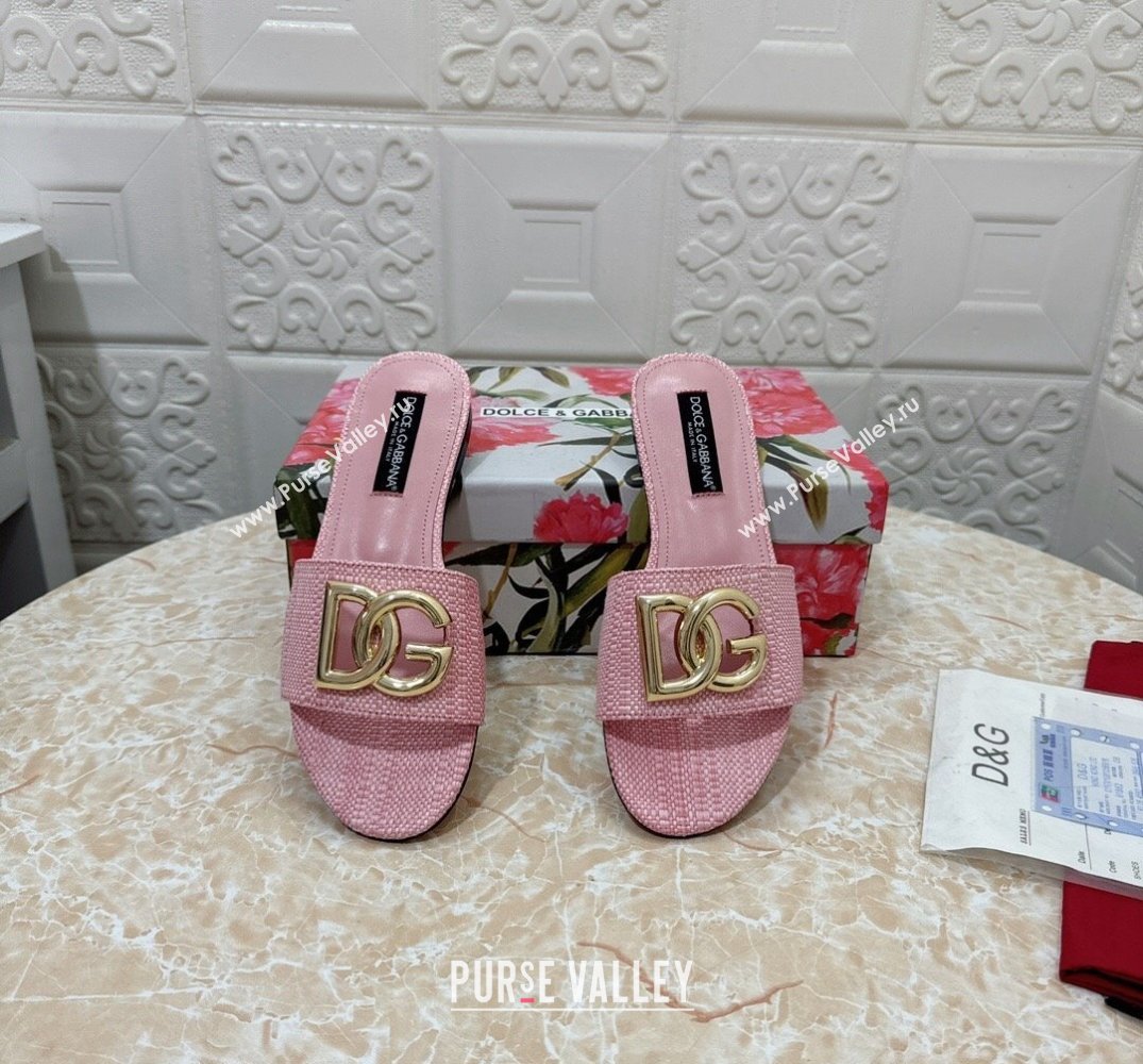 Dolce Gabbana Raffia sliders Light Pink 2024 (modeng-24032835)