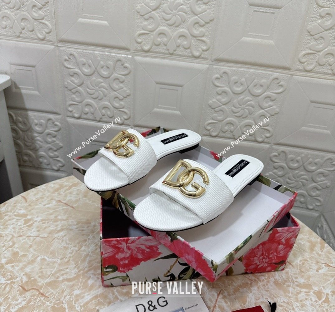 Dolce Gabbana Raffia sliders White 2024 (modeng-24032833)