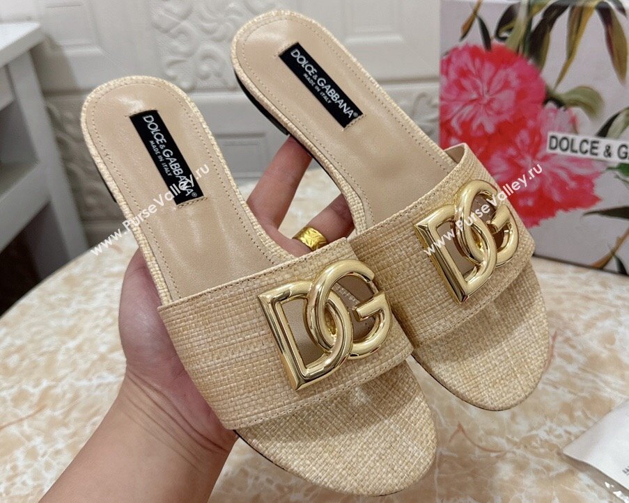 Dolce Gabbana Raffia sliders Beige 2024 (modeng-24032836)