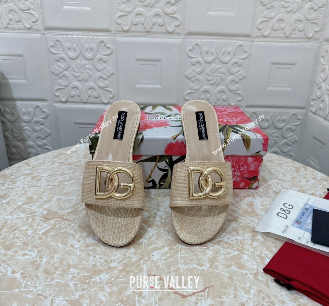 Dolce Gabbana Raffia sliders Beige 2024 (modeng-24032836)