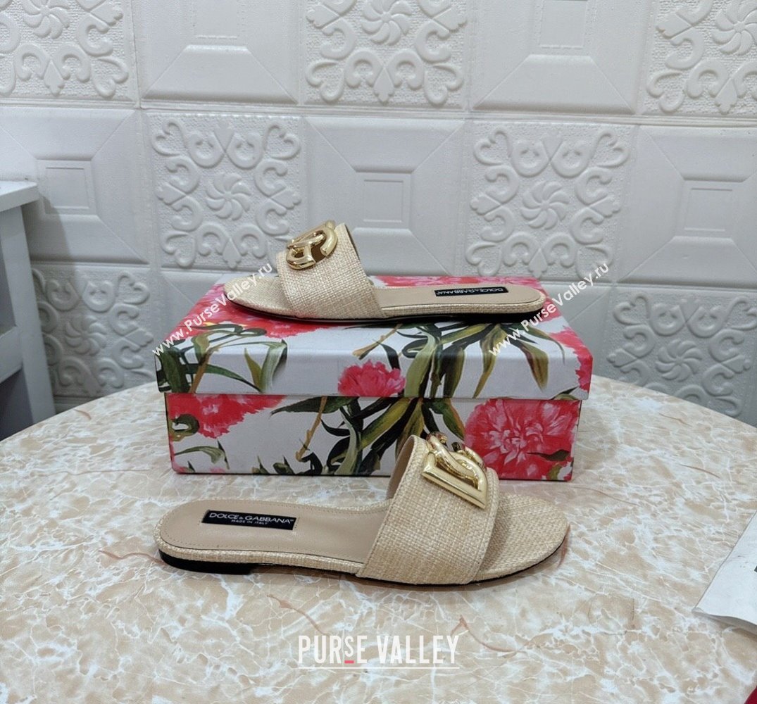 Dolce Gabbana Raffia sliders Beige 2024 (modeng-24032836)