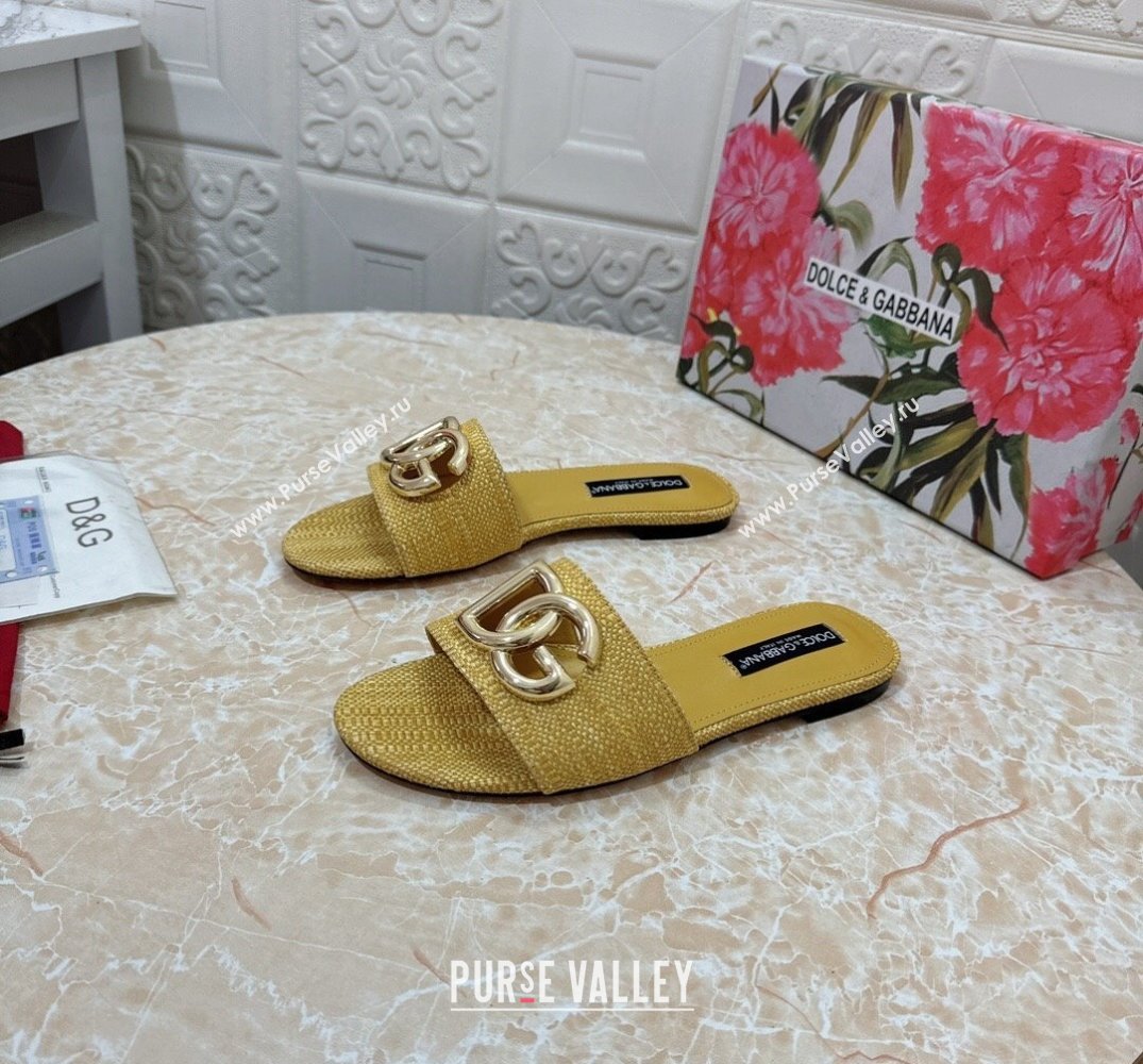 Dolce Gabbana Raffia sliders Yellow 2024 (modeng-24032837)