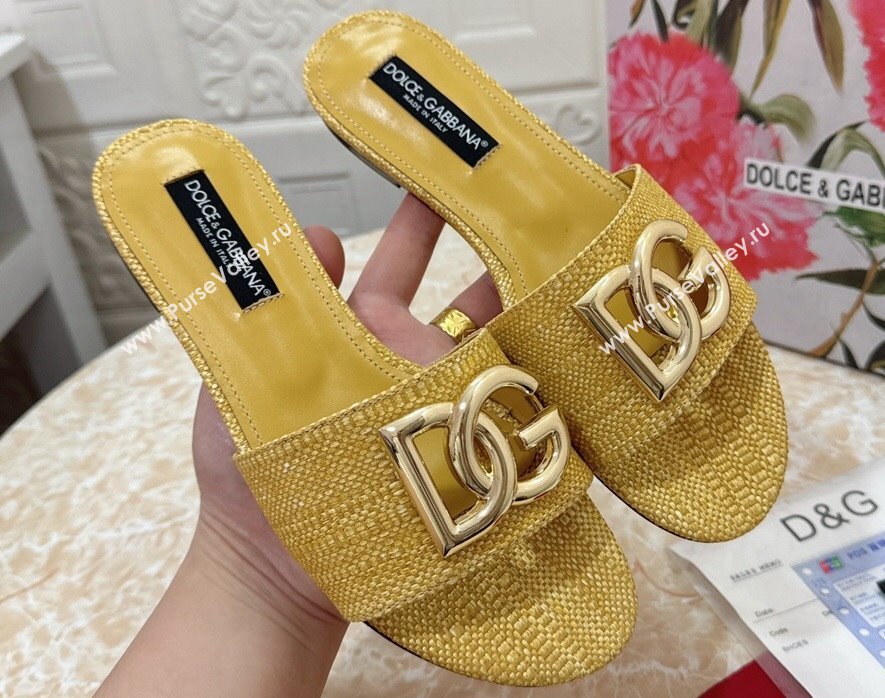 Dolce Gabbana Raffia sliders Yellow 2024 (modeng-24032837)