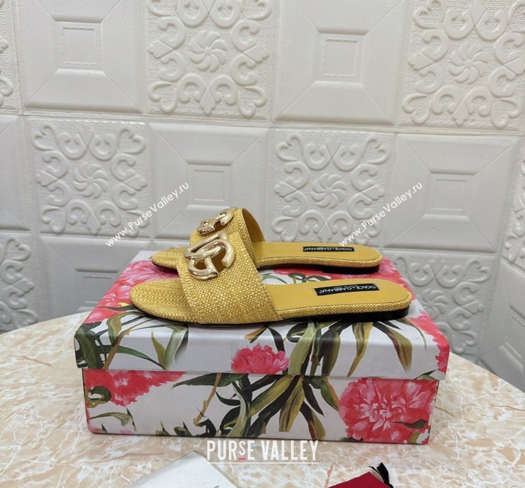 Dolce Gabbana Raffia sliders Yellow 2024 (modeng-24032837)