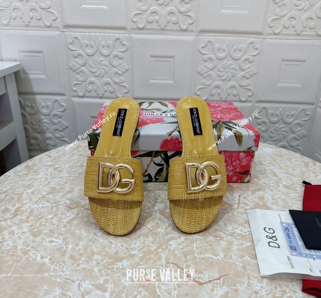 Dolce Gabbana Raffia sliders Yellow 2024 (modeng-24032837)