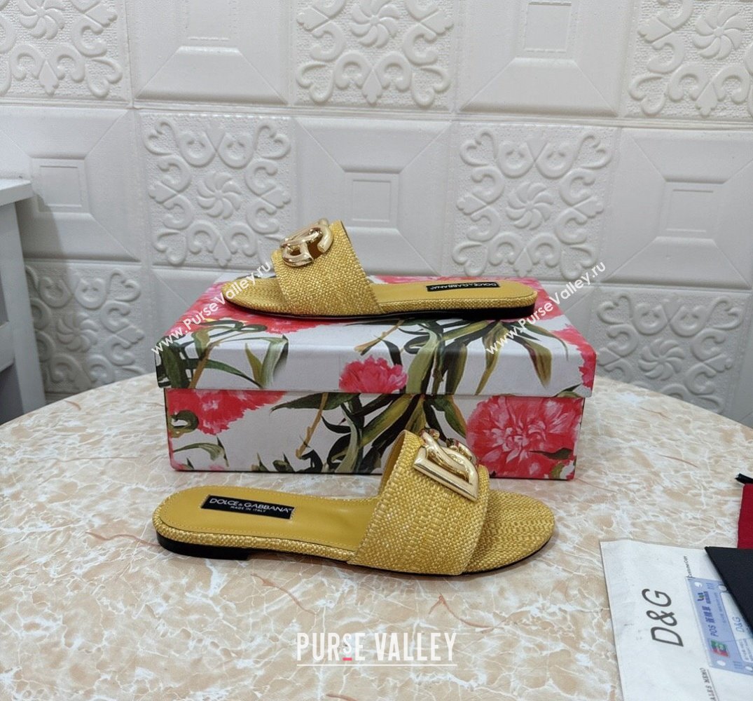 Dolce Gabbana Raffia sliders Yellow 2024 (modeng-24032837)