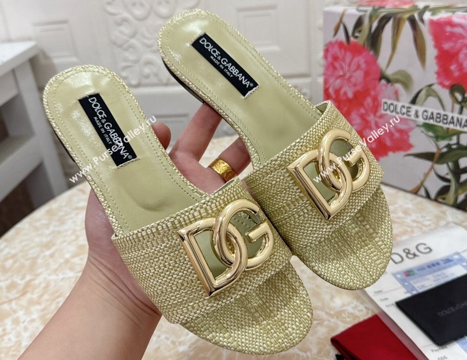 Dolce Gabbana Raffia sliders Light Green 2024 (modeng-24032838)