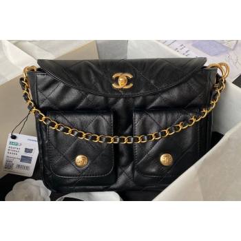 Chanel Shiny Calfskin Gold-Tone Metal Hobo Handbag AS4743 Black 2024 (jiyuan-24032731)