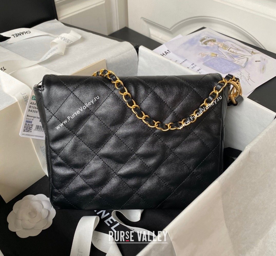 Chanel Shiny Calfskin Gold-Tone Metal Hobo Handbag AS4743 Black 2024 (jiyuan-24032731)