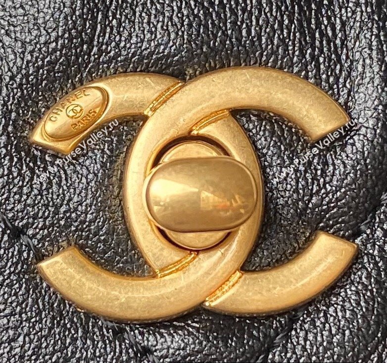 Chanel Shiny Calfskin Gold-Tone Metal Hobo Handbag AS4743 Black 2024 (jiyuan-24032731)