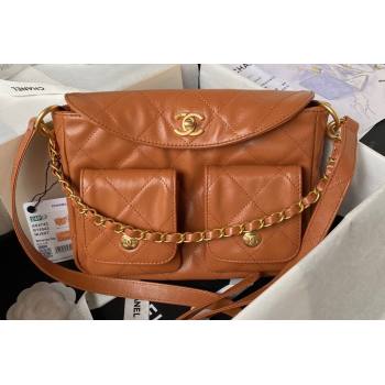 Chanel Shiny Calfskin Gold-Tone Metal Hobo Handbag AS4743 Brown 2024 (jiyuan-24032732)