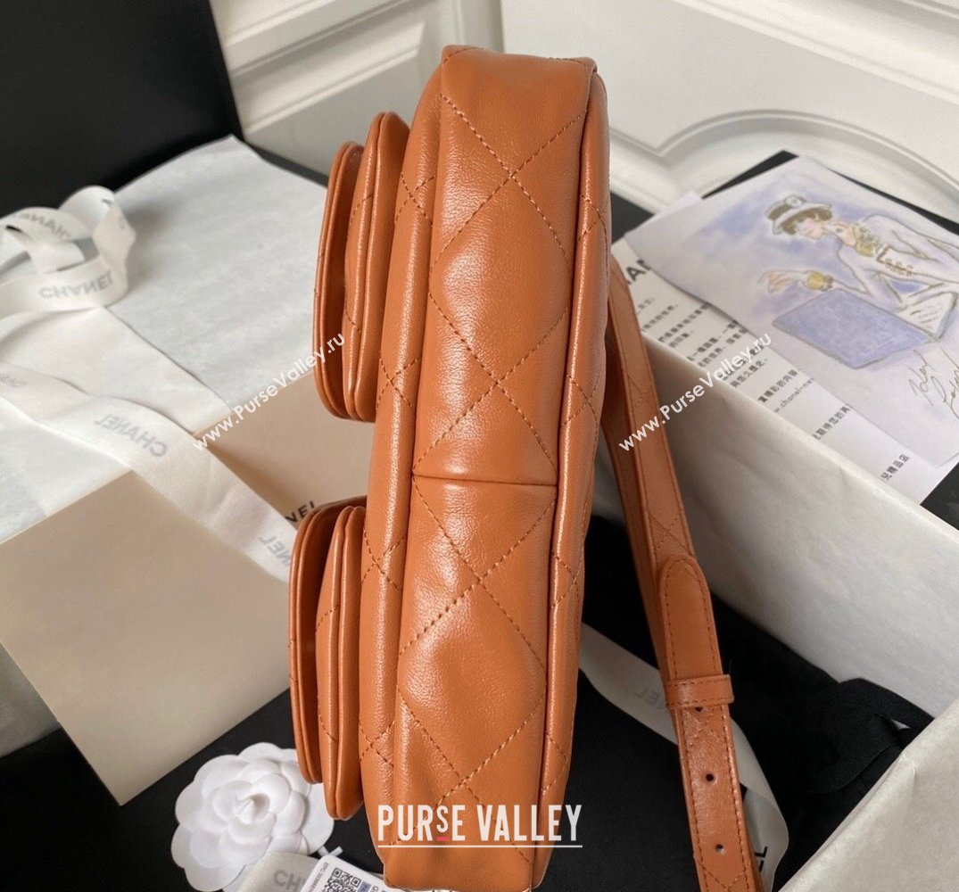 Chanel Shiny Calfskin Gold-Tone Metal Hobo Handbag AS4743 Brown 2024 (jiyuan-24032732)