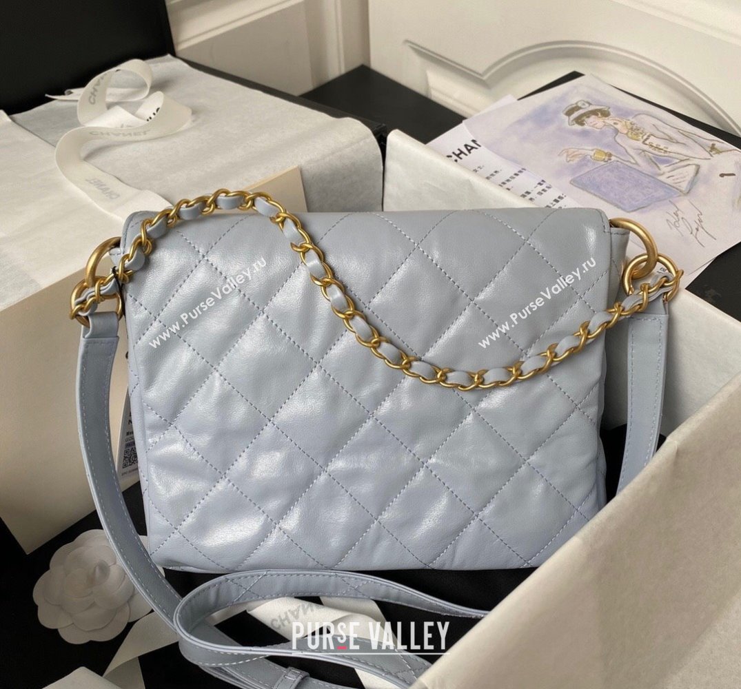 Chanel Shiny Calfskin Gold-Tone Metal Hobo Handbag AS4743 Gray 2024 (jiyuan-24032733)