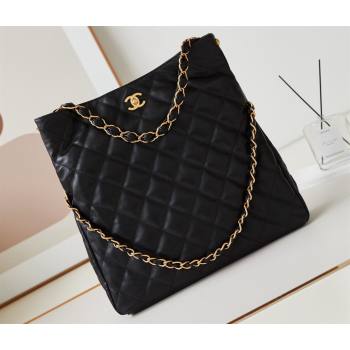 Chanel Lambskin Gold-Tone Metal Large Hobo Bag AS4755 Black 2024 (jiyuan-24032726)
