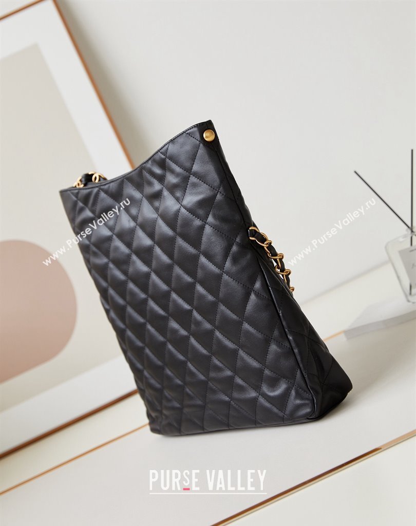 Chanel Lambskin Gold-Tone Metal Large Hobo Bag AS4755 Black 2024 (jiyuan-24032726)