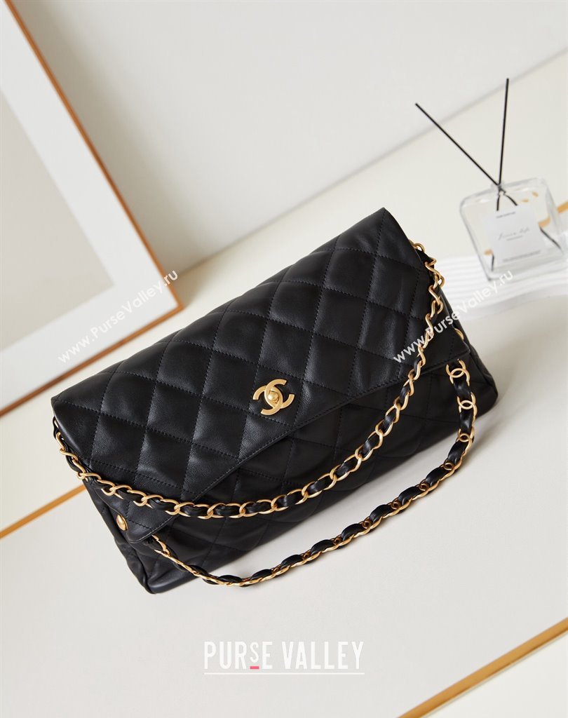Chanel Lambskin Gold-Tone Metal Large Hobo Bag AS4755 Black 2024 (jiyuan-24032726)