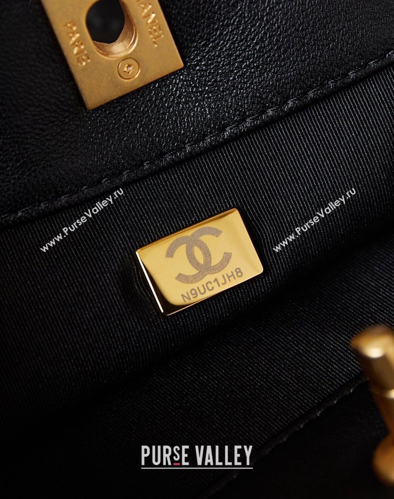 Chanel Lambskin Gold-Tone Metal Small Hobo Bag AS4754 Black 2024 (jiyuan-24032727)