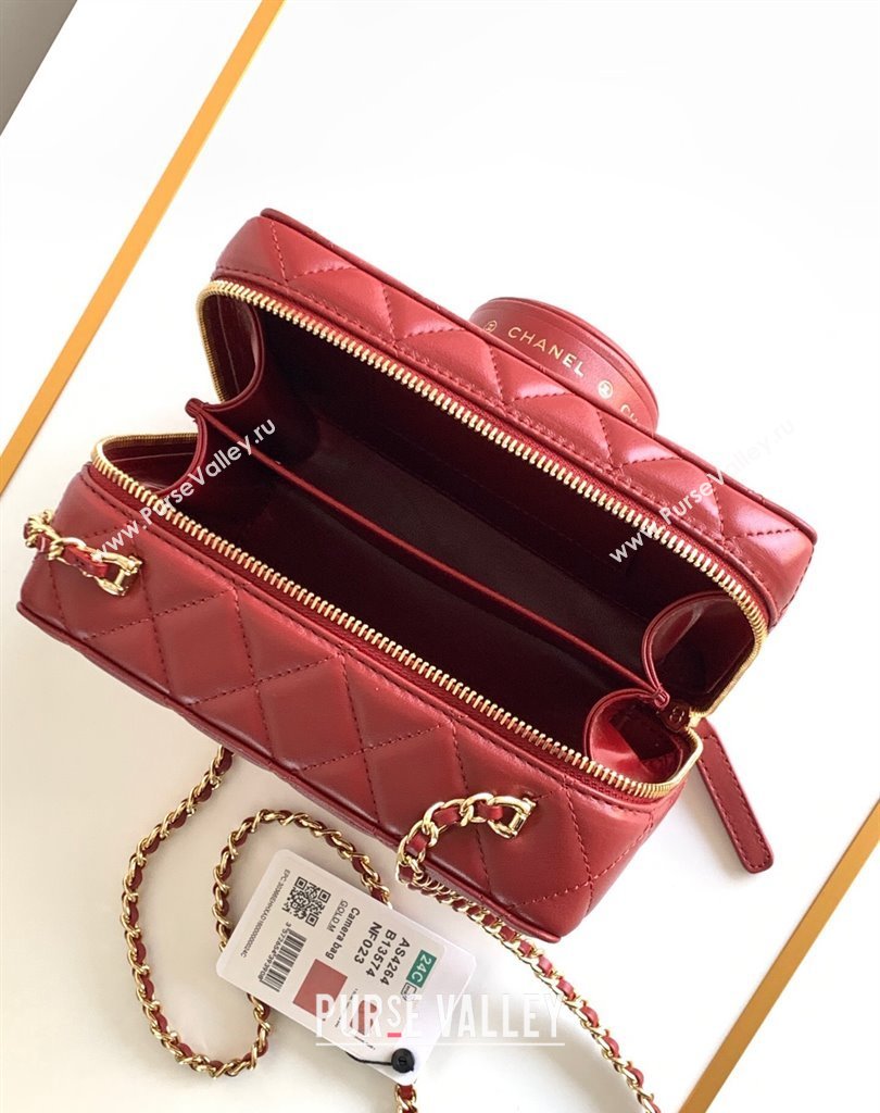 Chanel Lambskin Gold-Tone Metal Camera Bag AS4817 Red 2024 (jiyuan-24032717)