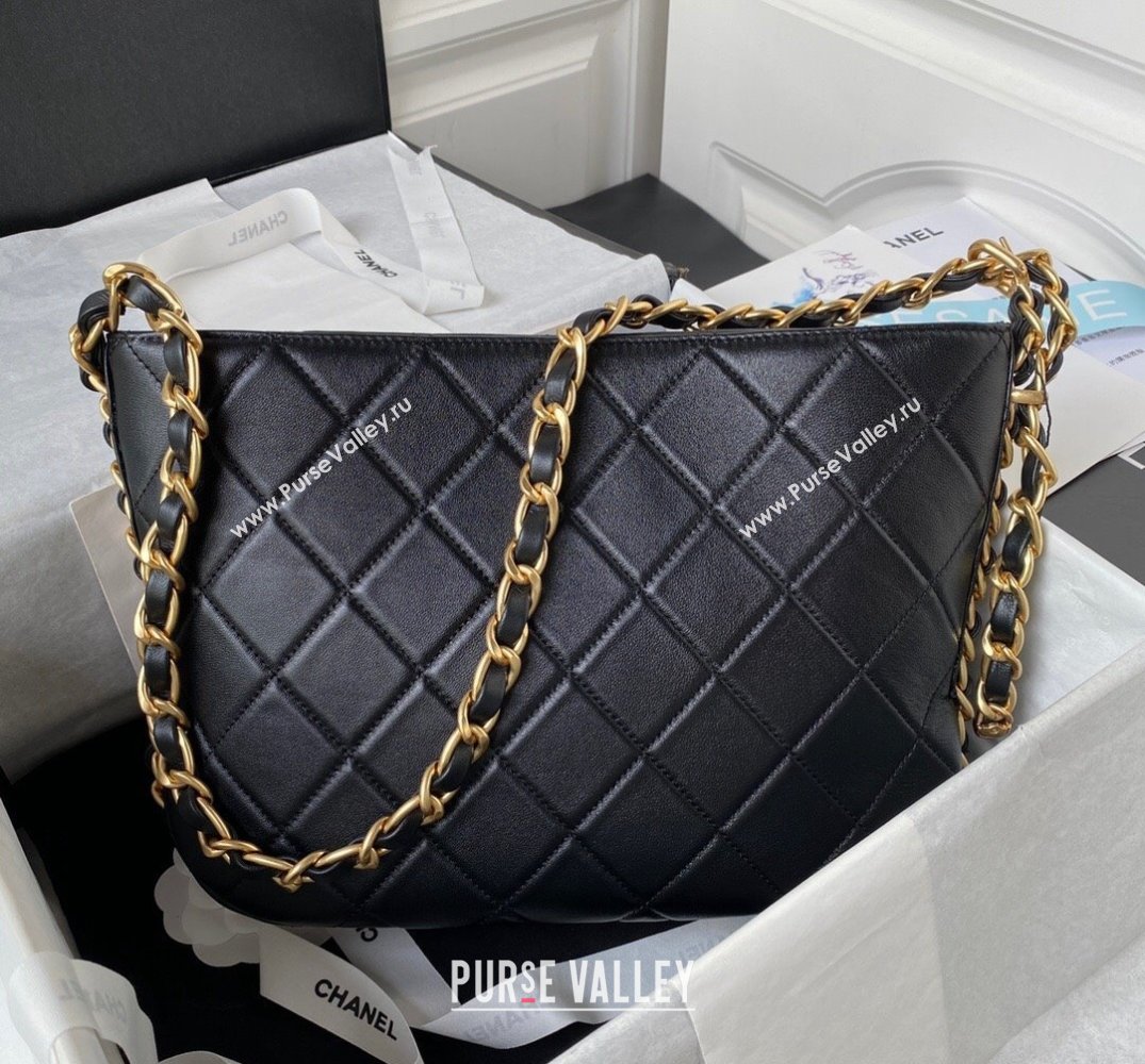 Chanel Gold-Tone Metal Large Hobo Bag AS4450 Black 2024 (jiyuan-24032719)