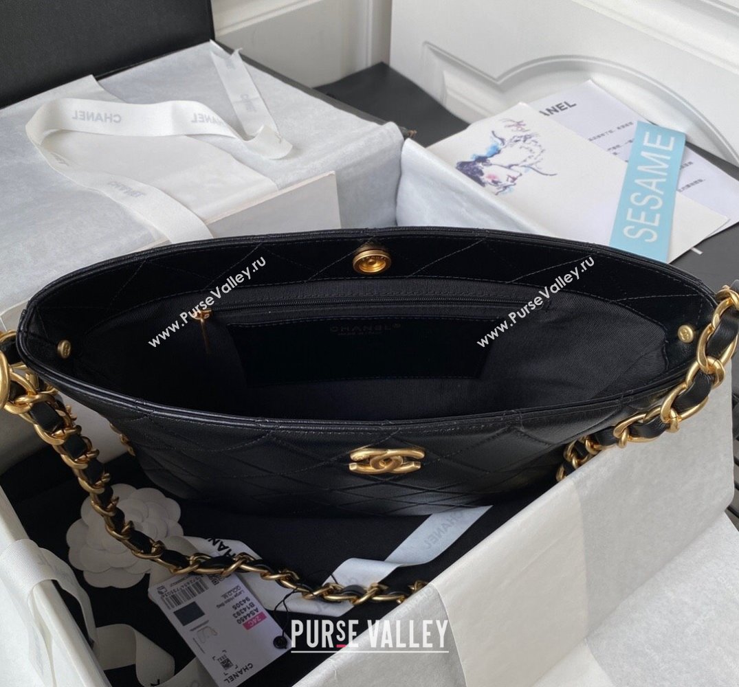 Chanel Gold-Tone Metal Large Hobo Bag AS4450 Black 2024 (jiyuan-24032719)