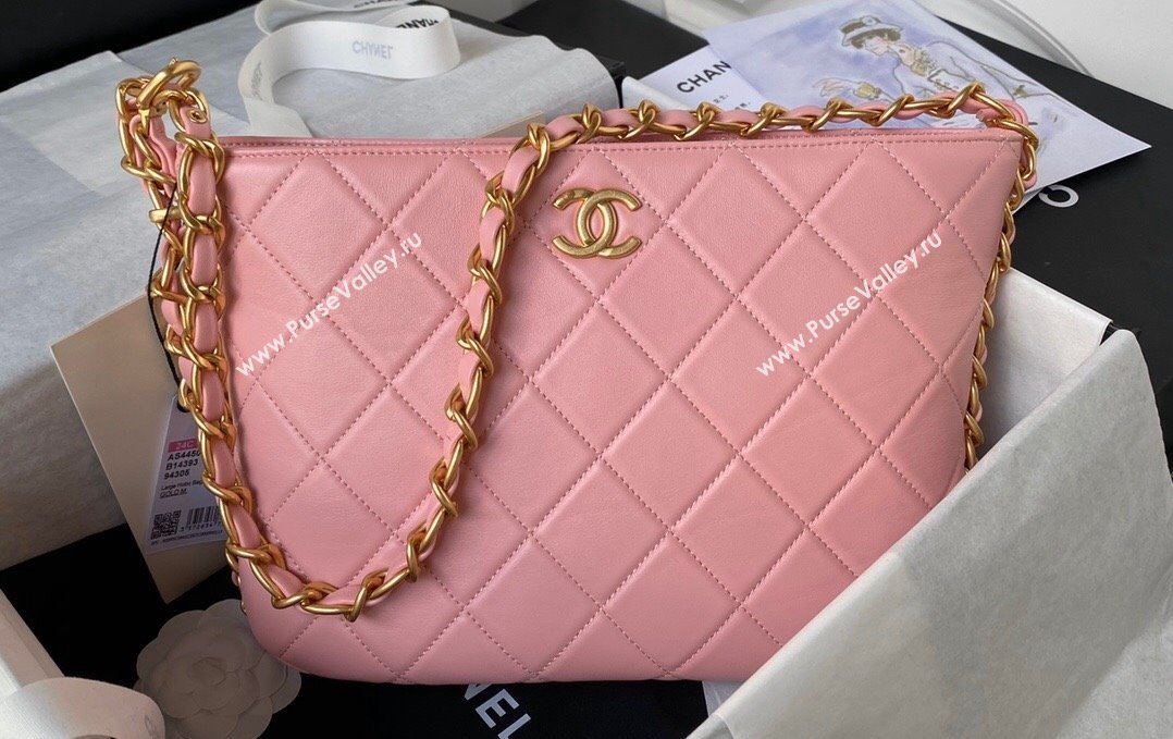 Chanel Gold-Tone Metal Large Hobo Bag AS4450 Pink 2024 (jiyuan-24032721)